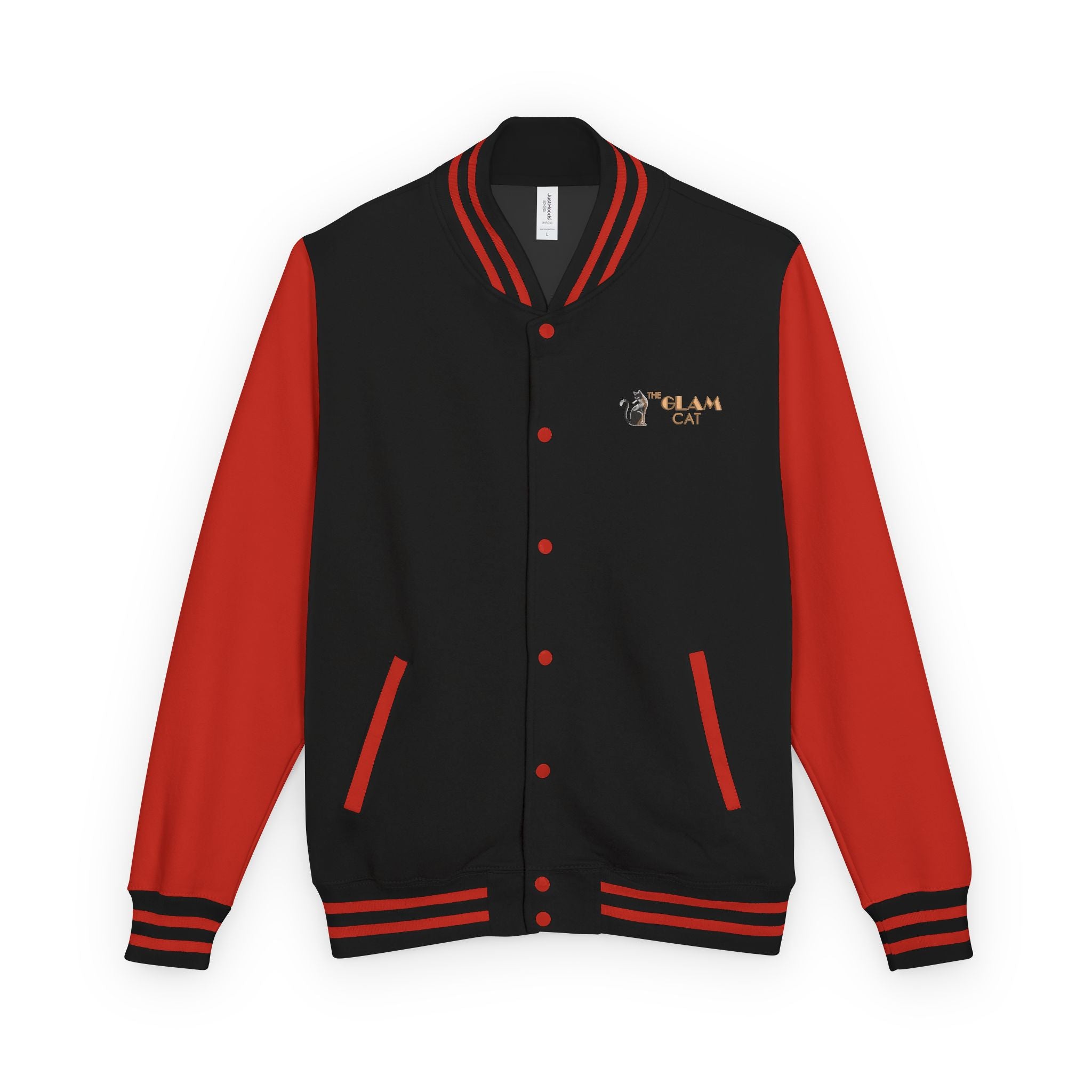 The Glam Cat Embroidered Vintage Varsity Bomber Jacket