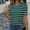 Stylish Women's Striped Puff Sleeve Top
