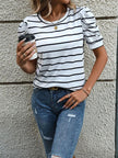 Stylish Women's Striped Puff Sleeve Top