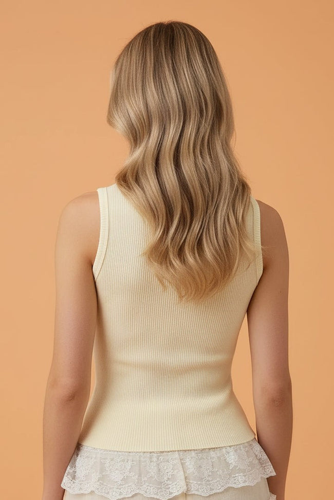 Sweet Lace Hem Ribbed Knit Tank