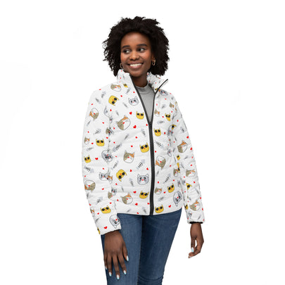 Cute Cat Pattern All-Over Print Puffer Jacket