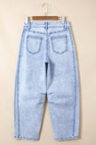 Chic Light Wash Elastic Waist Barrel Jeans