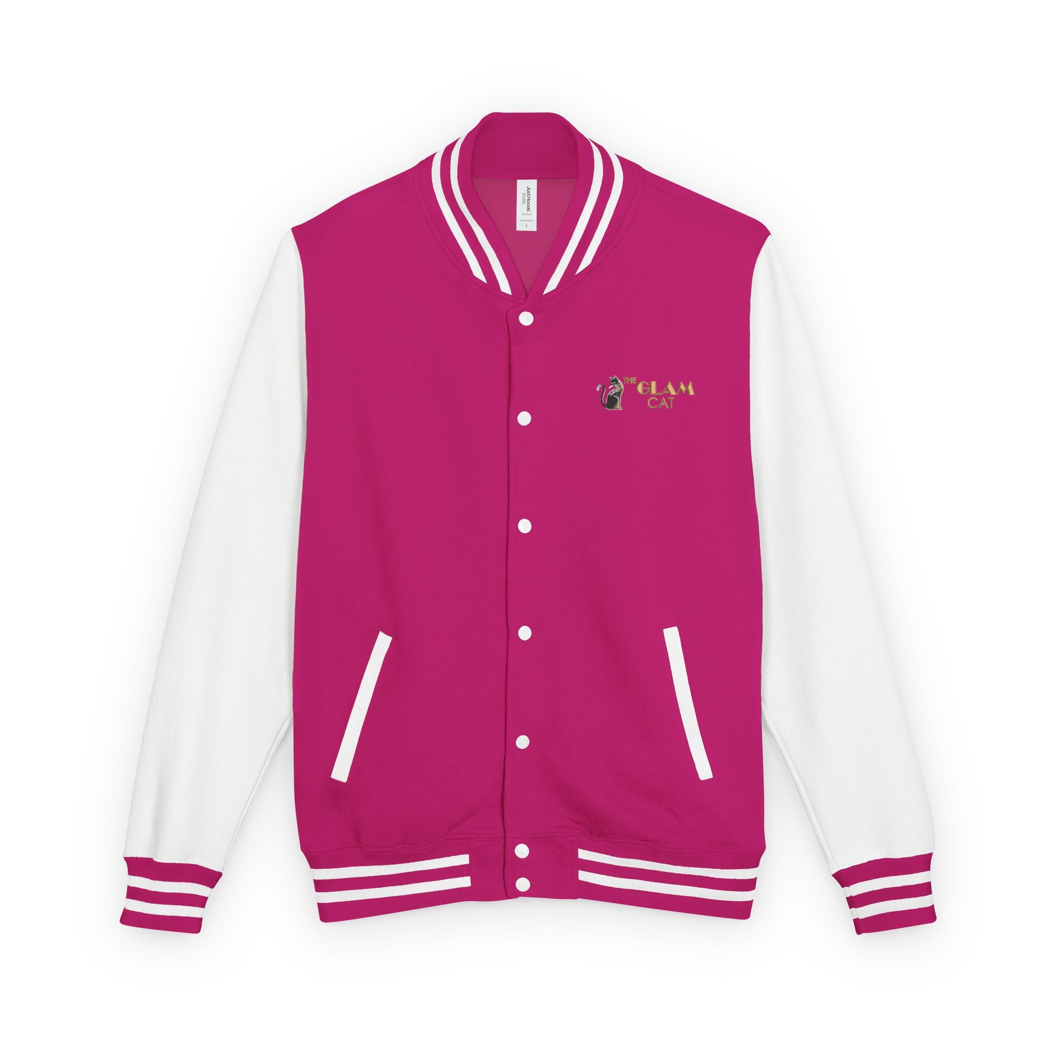 The Glam Cat Embroidered Vintage Varsity Bomber Jacket