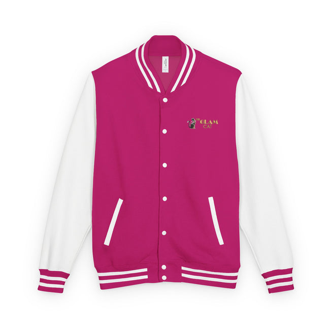 The Glam Cat Embroidered Vintage Varsity Bomber Jacket