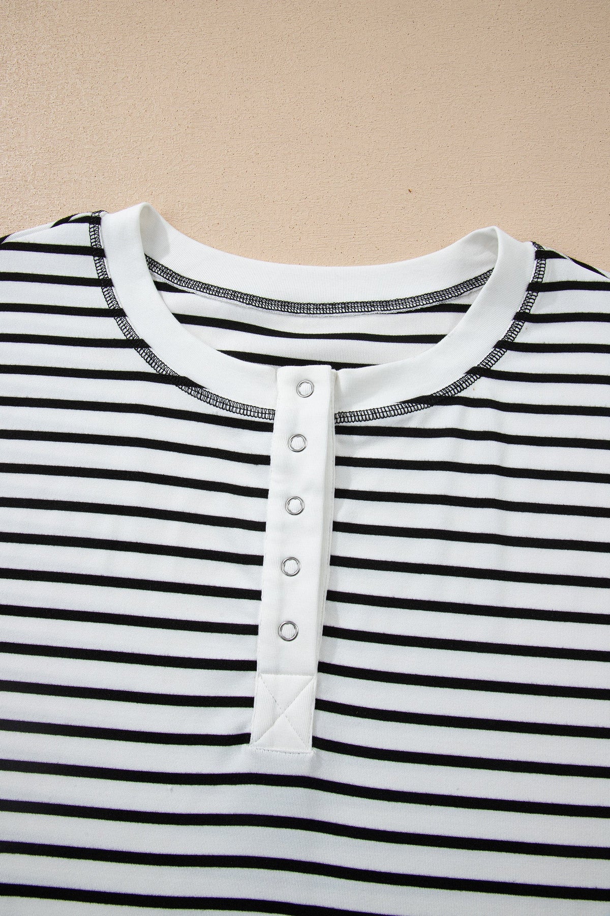 Stripe Cap Sleeve Henley Top & Shorts Set