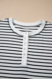 Stripe Cap Sleeve Henley Top & Shorts Set