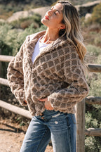 Sherpa rhombus zip-up hooded jacket
