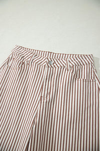 Striped High Waist Barrel Leg Jeans
