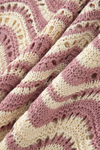Wavy stripe crochet sweater with ruffle sleeves