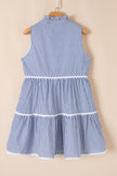 Stripe Sleeveless Contrast Ricrac Trim Mini Dress
