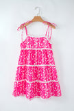 Floral Ric-Rac Tie Strap Sleeveless Mini Dress