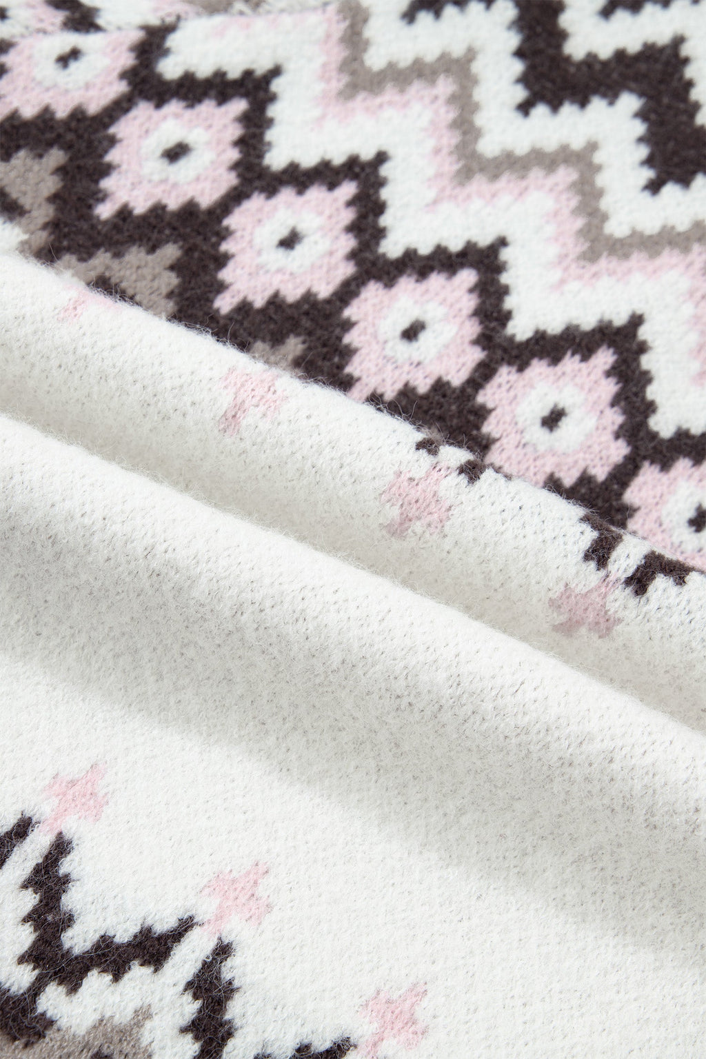 Geometric Fair Isle Brushed Knit Cardigan - additional product view