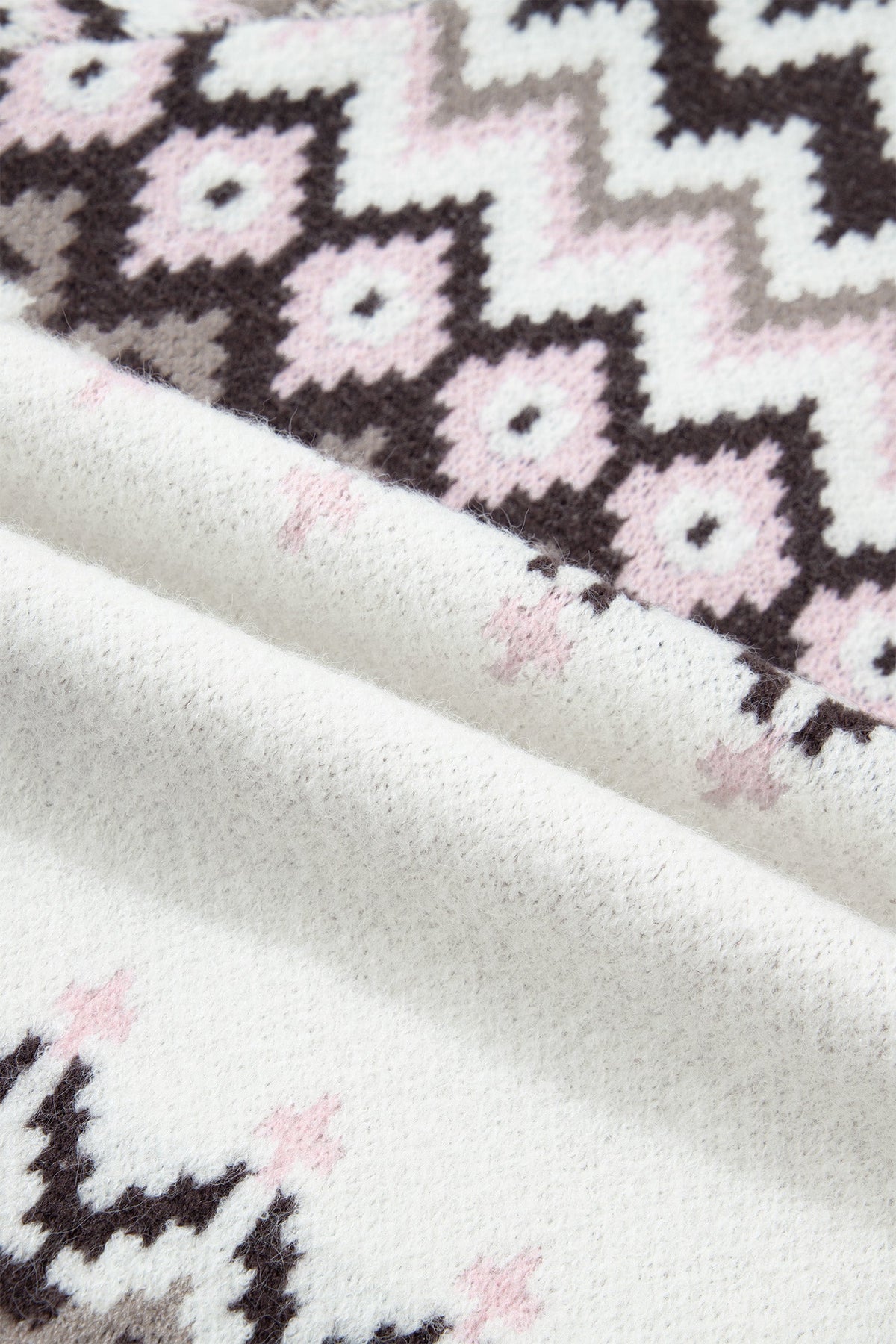 Geometric Fair Isle Brushed Knit Cardigan - additional product view