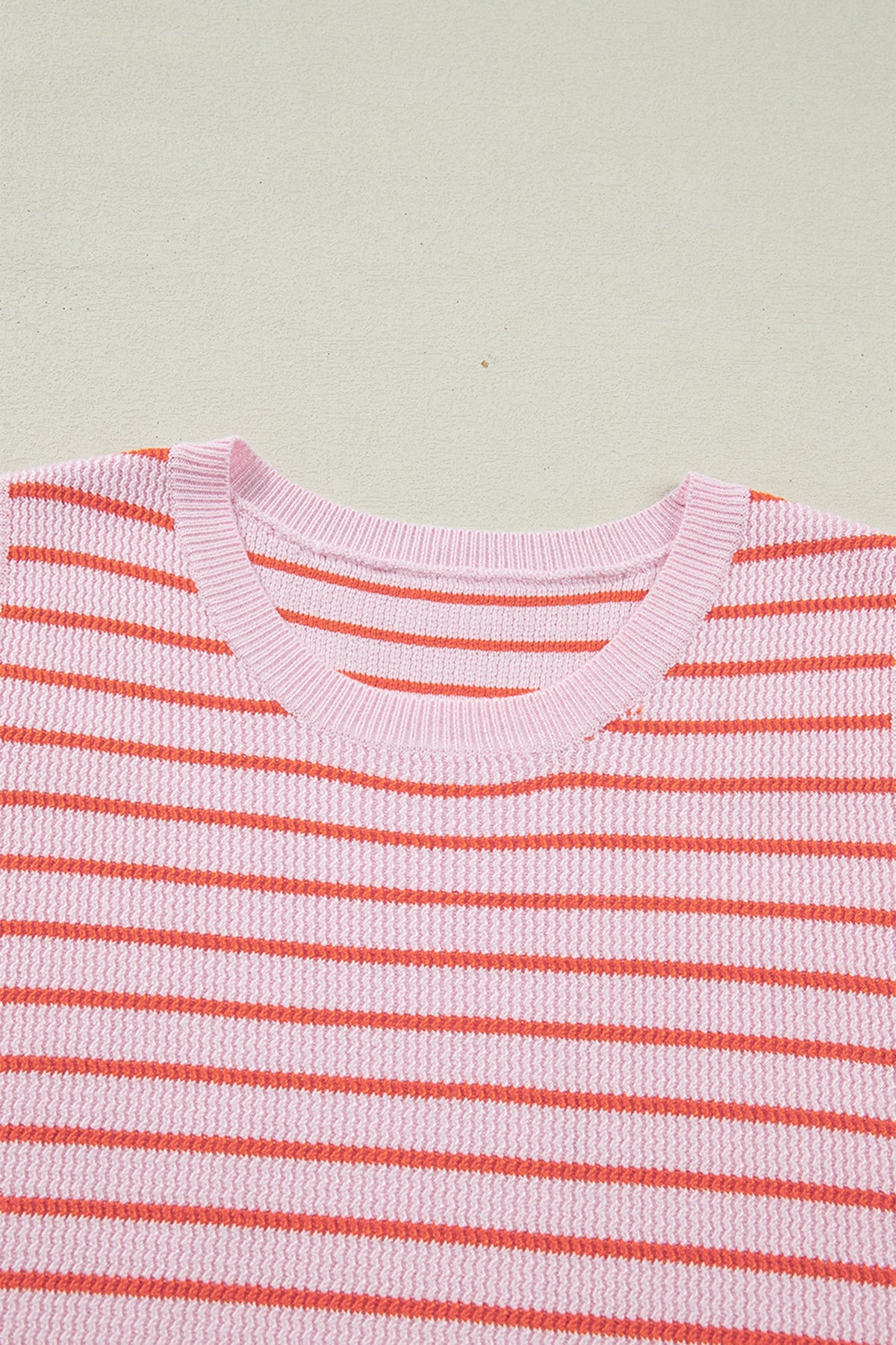 Striped textured-knit sleeveless sweater top