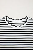 Stripe Scalloped Trim Round Neck T-Shirt