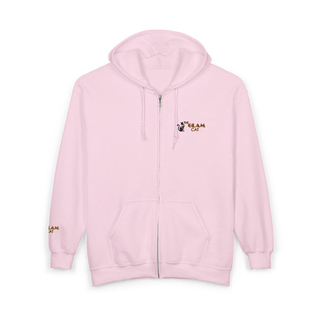 The Glam Cat Embroidered Full Zip Hoodie in Multiple Colors