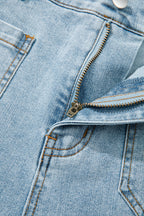 Denim Patch Pocket Straight Leg Jeans — The Glam Cat