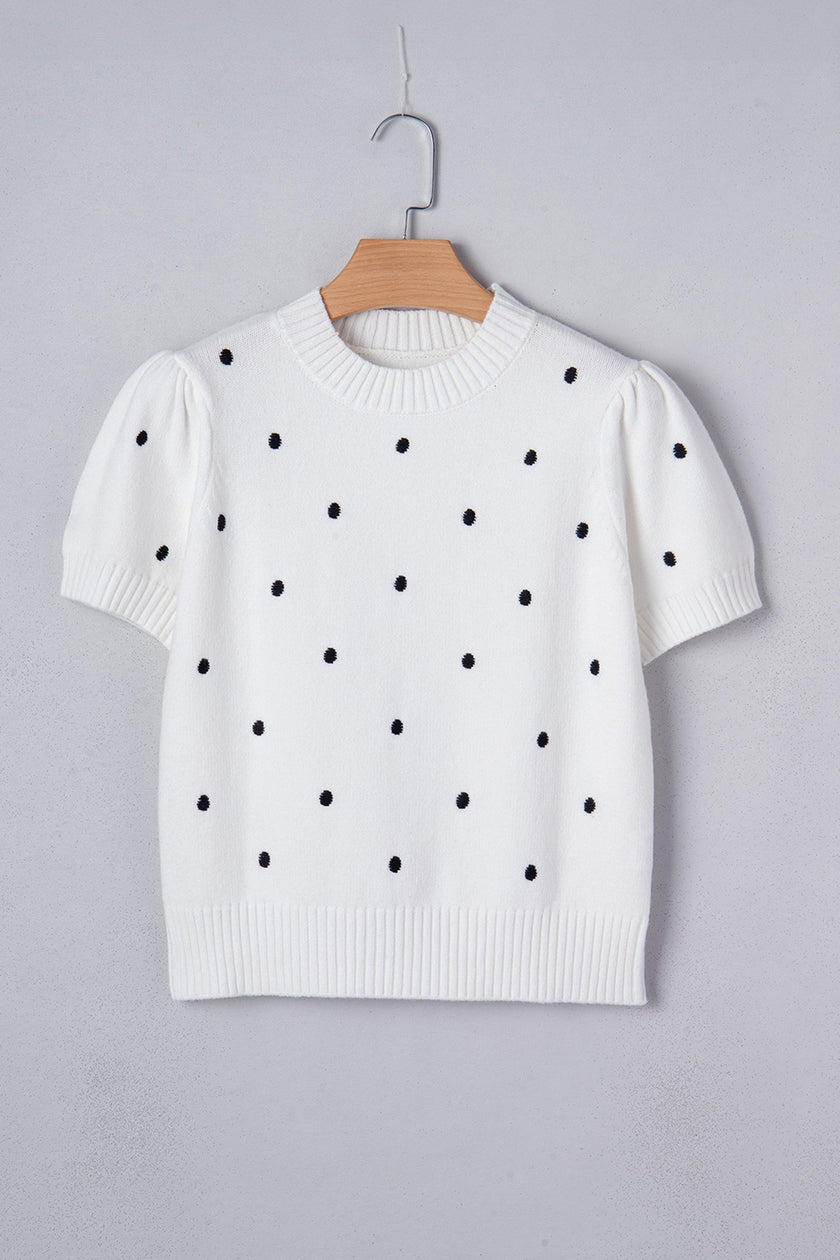 Adorable Polka Dot Bubble Sleeve Sweater