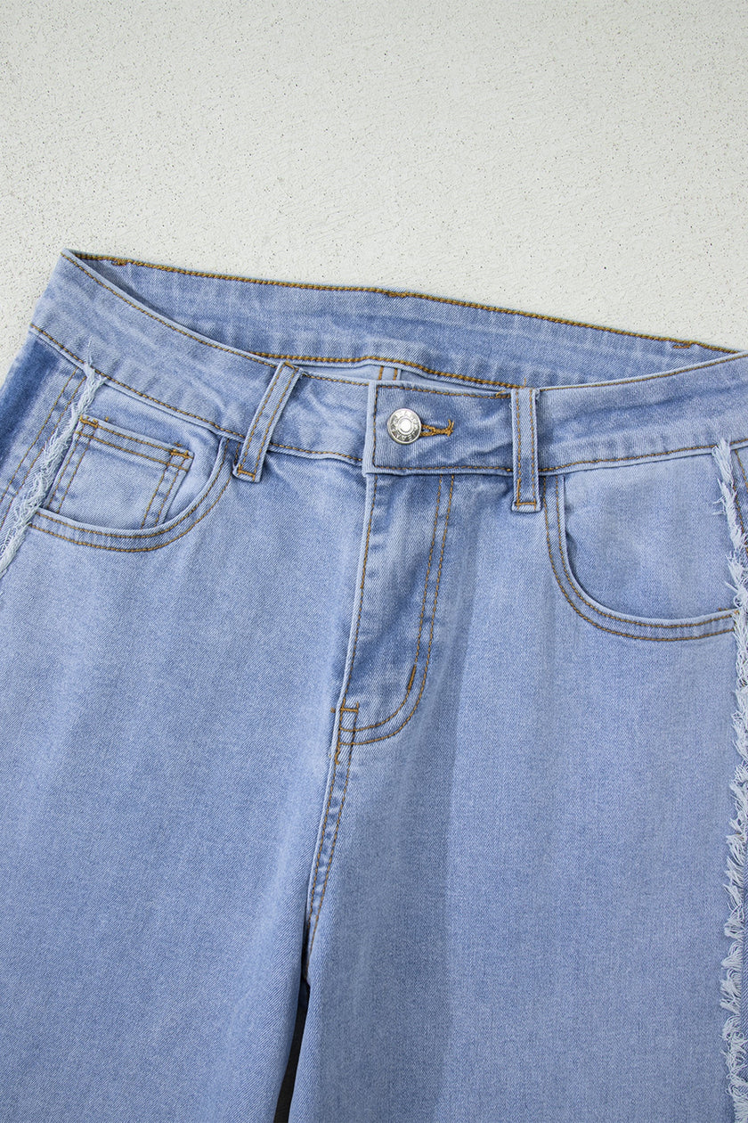 Trending Frayed Raw Edge Side Panel Jeans