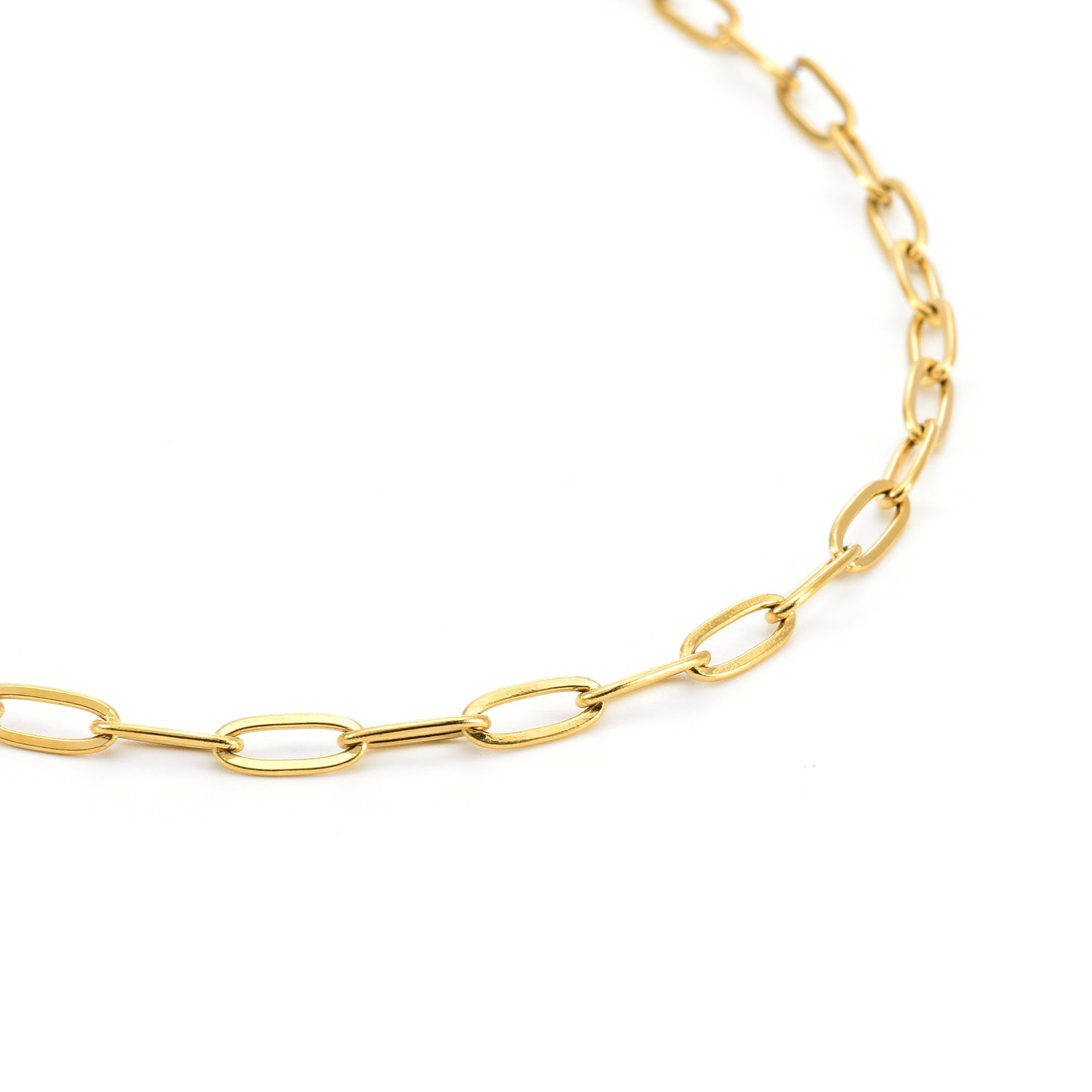 Versatile Gold 2 Clasps Oval Paperclip Necklace