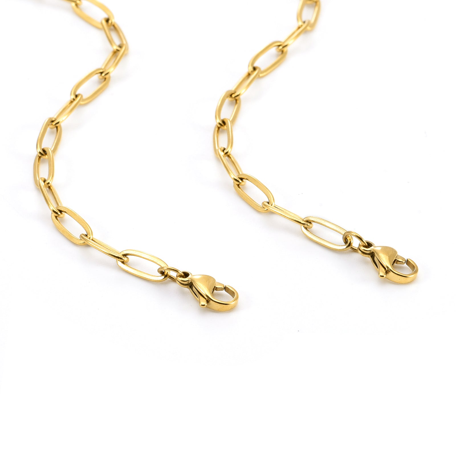 Versatile Gold 2 Clasps Oval Paperclip Necklace