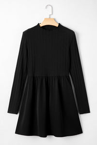 Ribbed Knit Patchwork Long Sleeve Mini Dress - additional product view