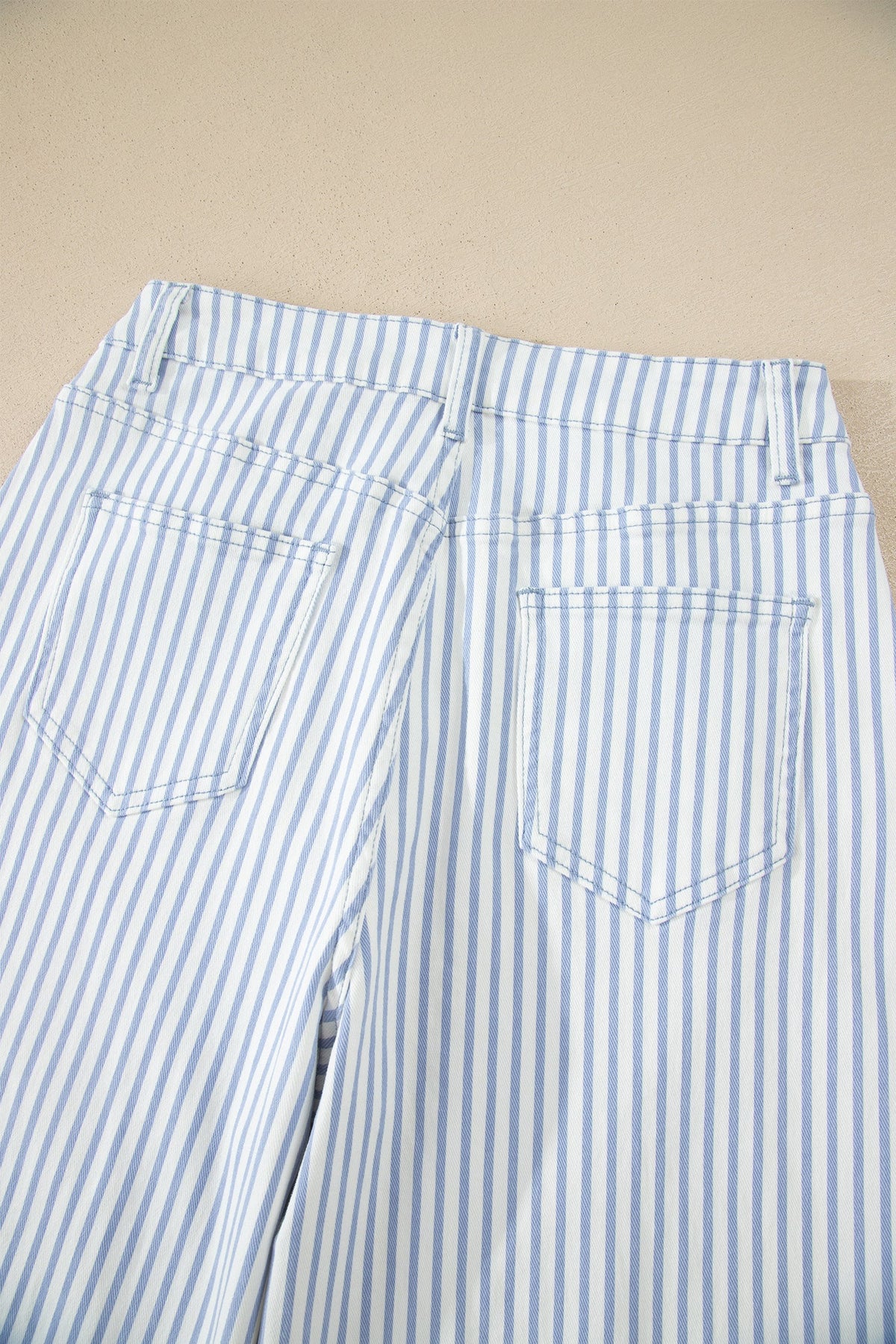 Striped High Waist Barrel Leg Jeans