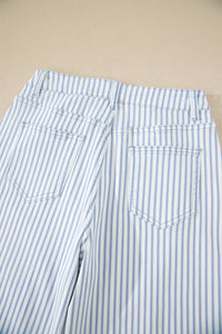 Striped High Waist Barrel Leg Jeans