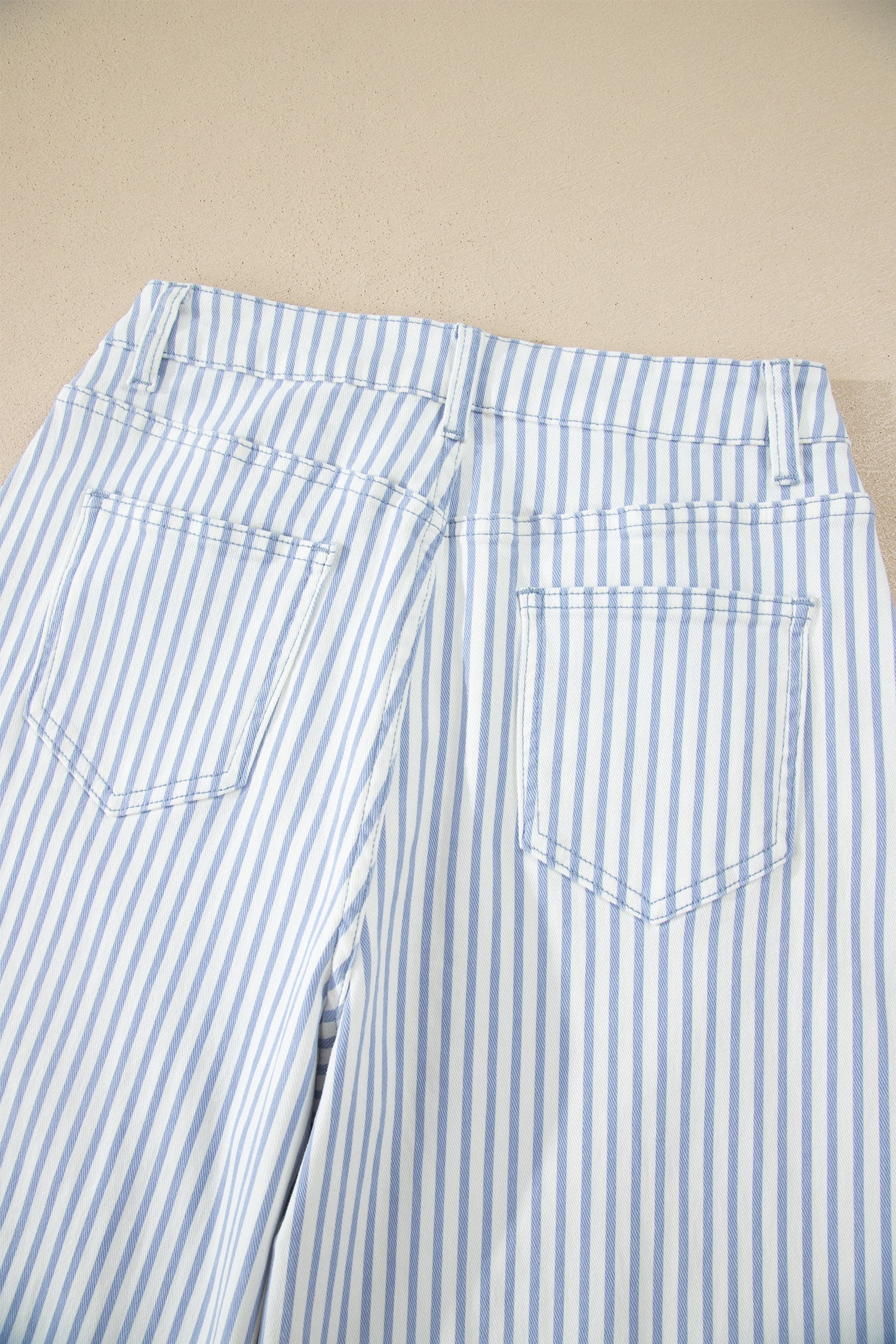 Striped High Waist Barrel Leg Jeans