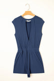 Solid Open-Back Cap Sleeve Knit Romper