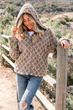 Sherpa rhombus zip-up hooded jacket