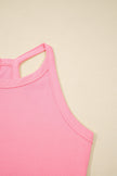 Solid Tank Top & Elastic Waist Mini Skort Set