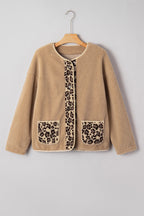 Leopard Trim Plush Pocket Jacket — Smoke Gray — product image 6
