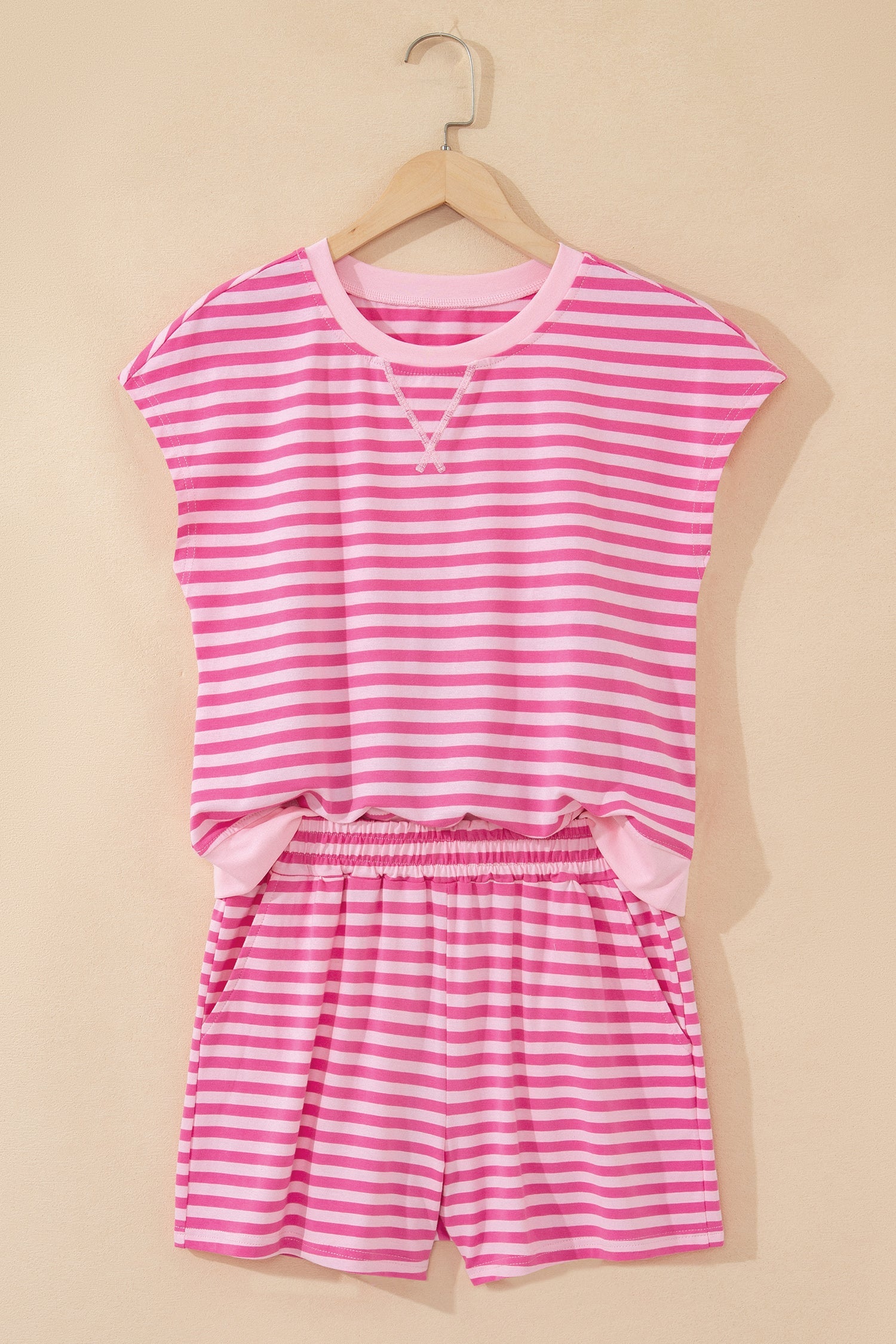 Effortless Striped Cap Sleeve Two-Piece Set