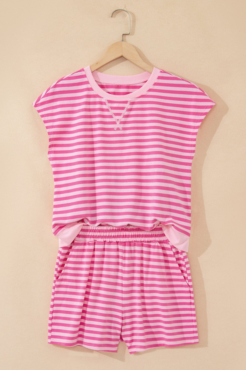 Effortless Striped Cap Sleeve Two-Piece Set