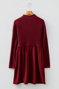 Ribbed Knit Patchwork Long Sleeve Mini Dress - additional product view