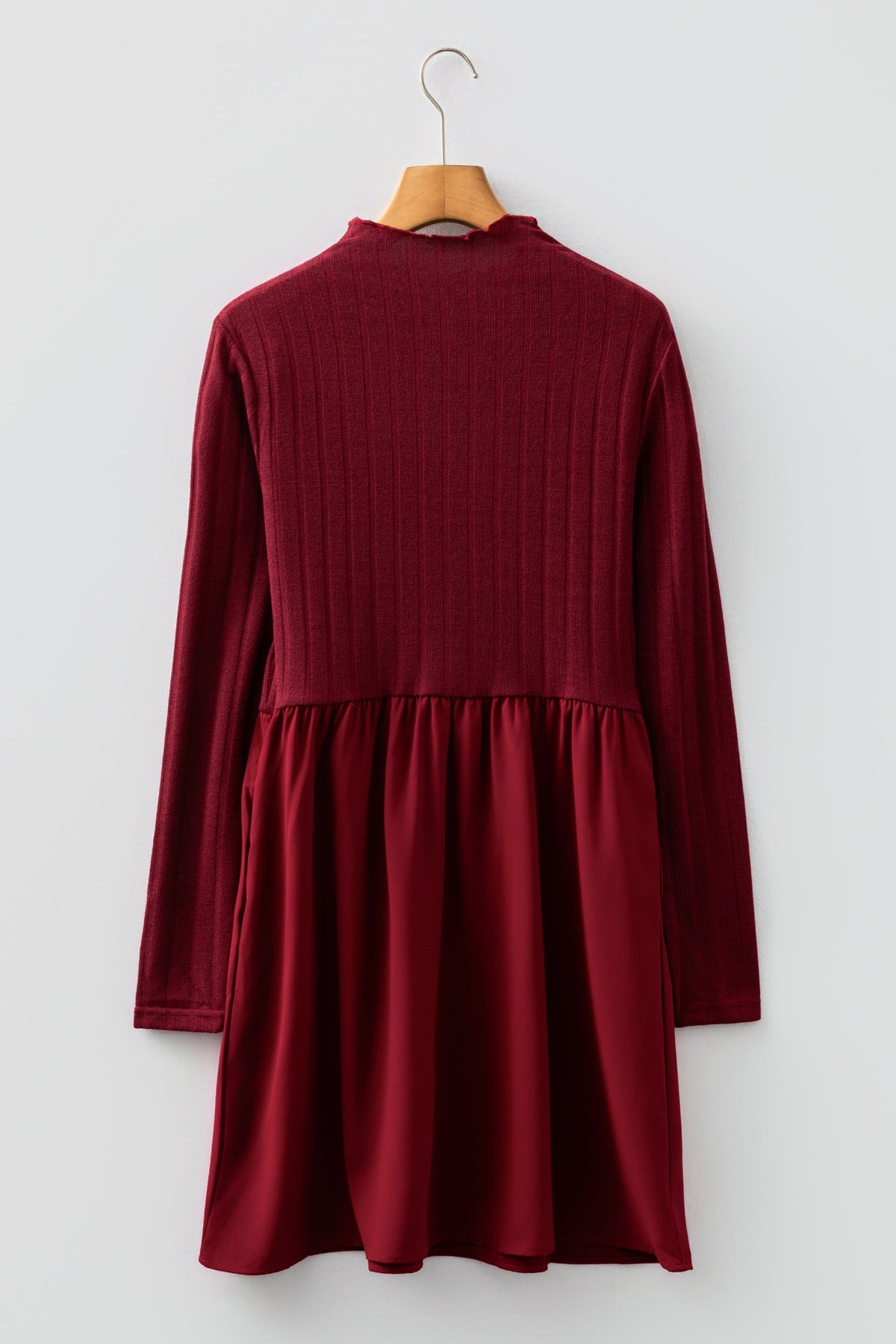 Ribbed Knit Patchwork Long Sleeve Mini Dress - additional product view