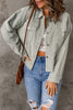 Solid Corduroy Raw Hem Cropped Jacket