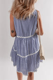 Stripe Sleeveless Contrast Ricrac Trim Mini Dress