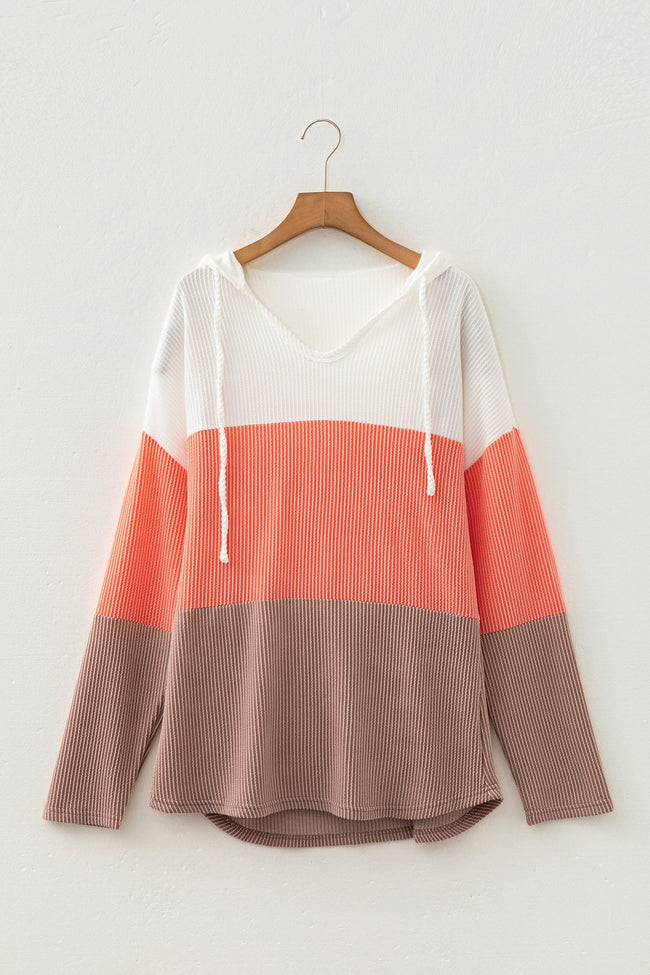 Chic Colorblock Hooded Knit Pullover