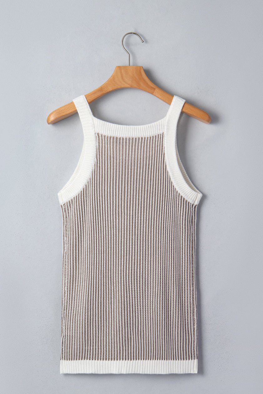 The Refined Contrast Trim Ribbed Knit Tank