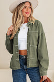Timeless Denim Button-Up Collared Jacket