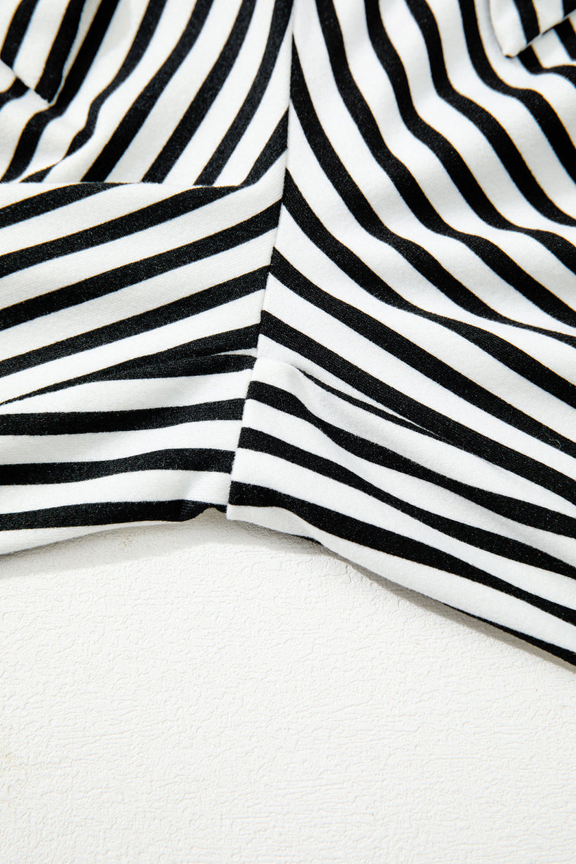 Stripe Tied High Waist Straight Leg Pants