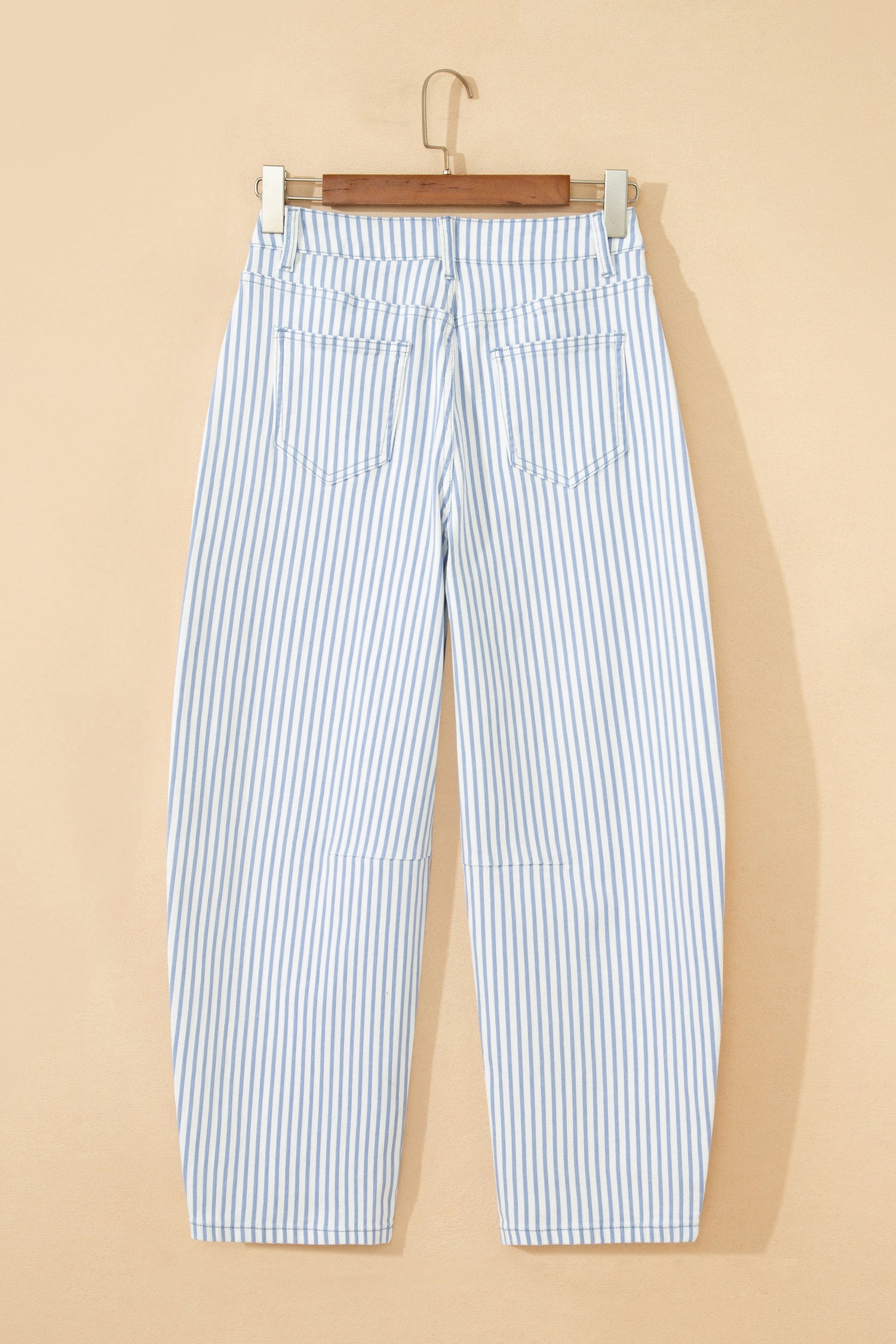 Striped High Waist Barrel Leg Jeans