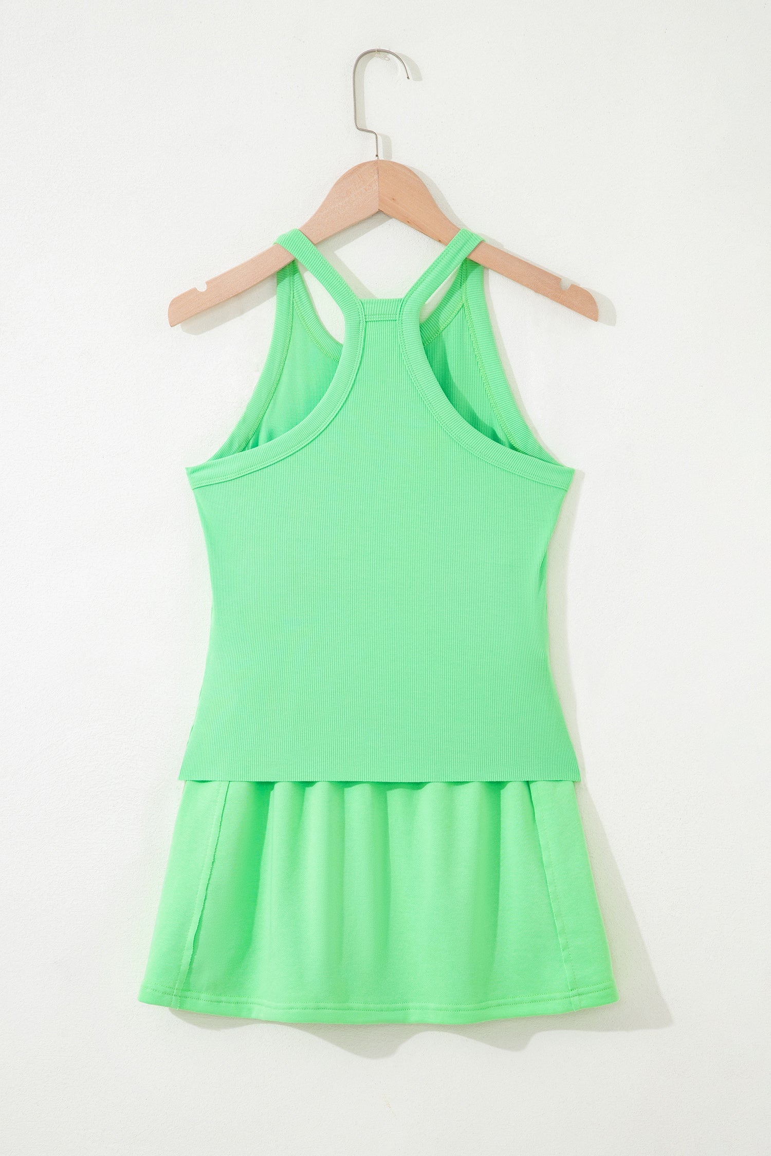 Solid Tank Top & Elastic Waist Mini Skort Set