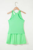 Solid Tank Top & Elastic Waist Mini Skort Set