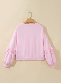 Loose sweatshirt with lace trim and raw-seam detail
