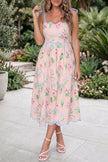 Summer Bloom Midi Dress With Scalloped Embroidered Hem