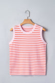 Stripe Textured Knit Sleeveless Sweater Top