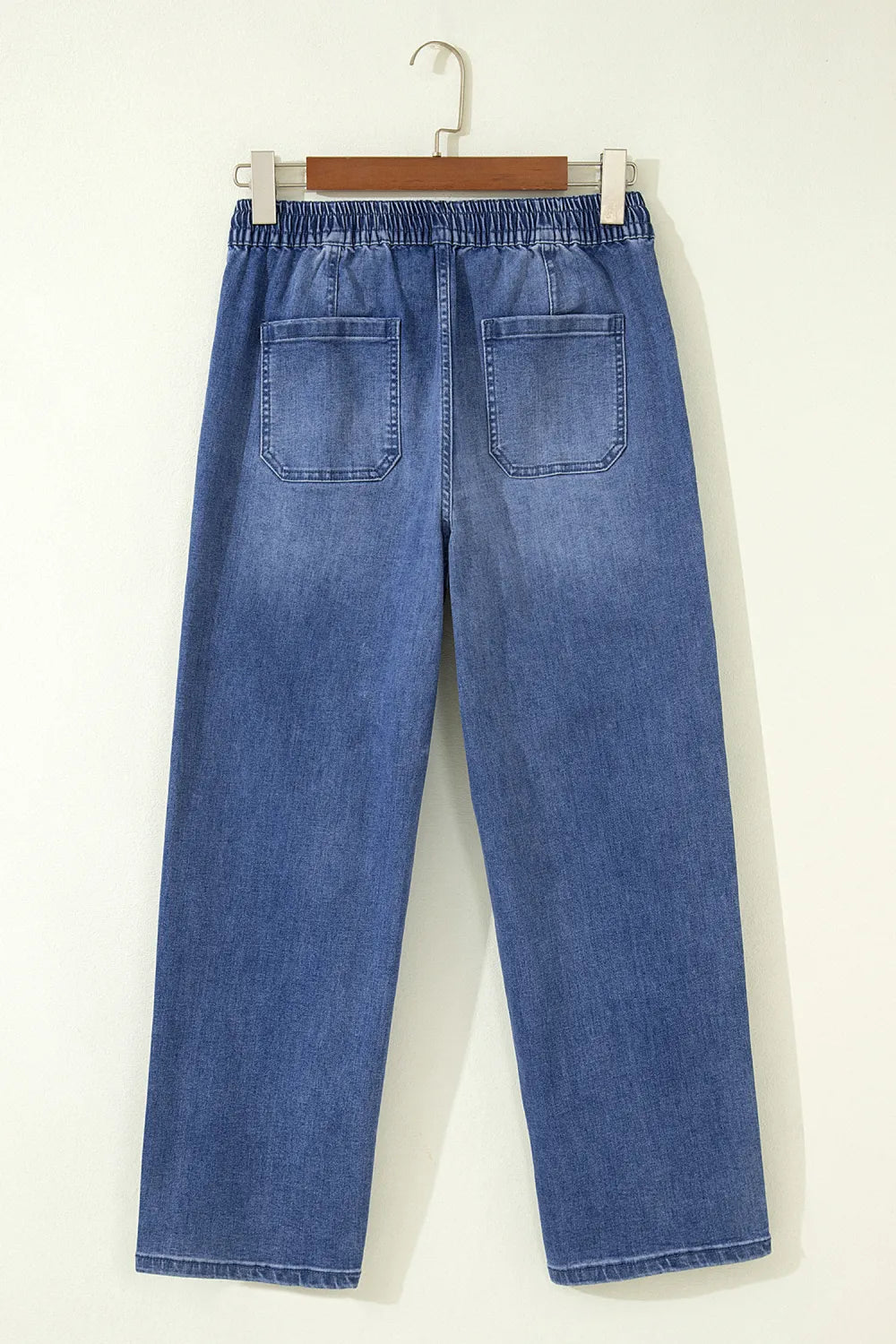 Drawstring Waist Ankle Length Denim Pants